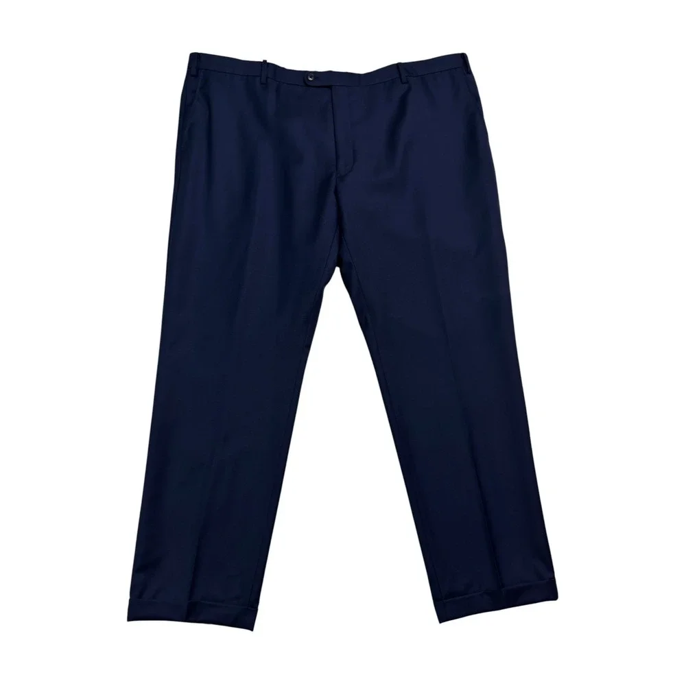 Joseph Abboud 52L 48x32 Navy Blue 2pc Pant Suit Wool Bespoke Flat Front Modern